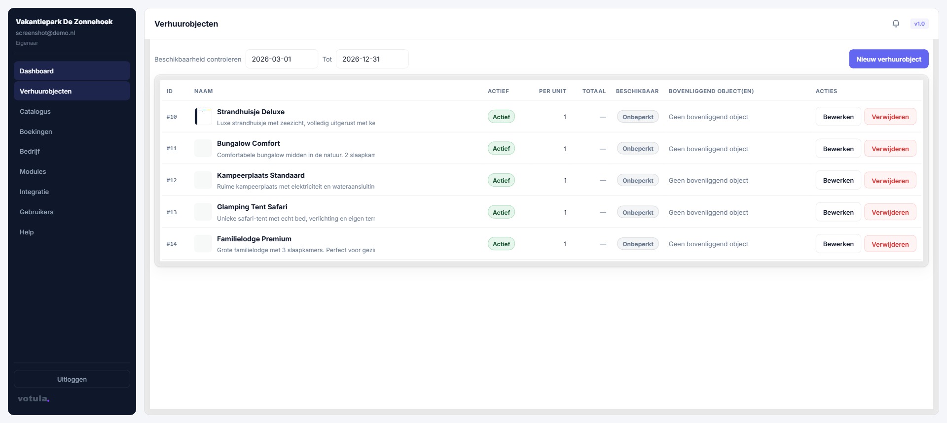 Objecten, categorieën en beschikbaarheid