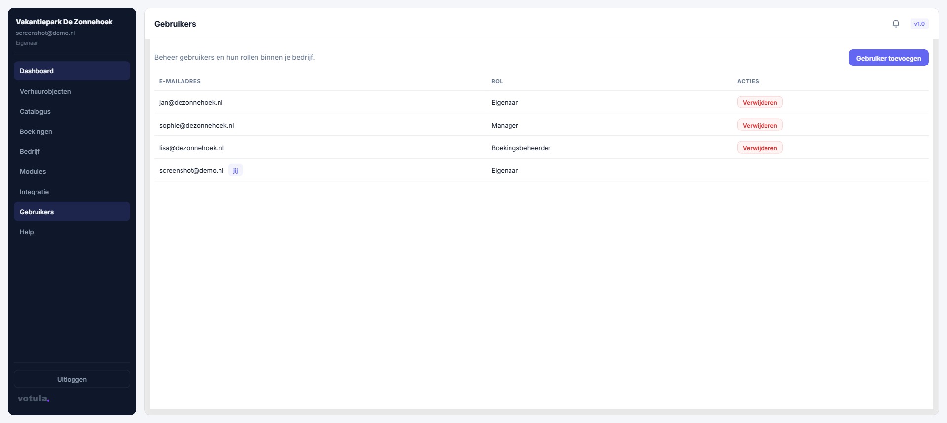 Gebruikersbeheer met vier rollen